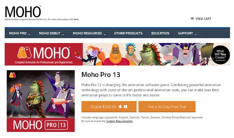 Программное обеспечение для анимации Adobe-moho