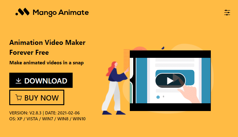 Bezmaksas ar roku zīmētas animācijas programmatūra — Mango Animate Animation Maker