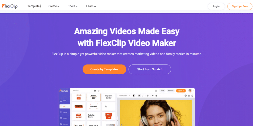 pembuat animasi teks online flexclip