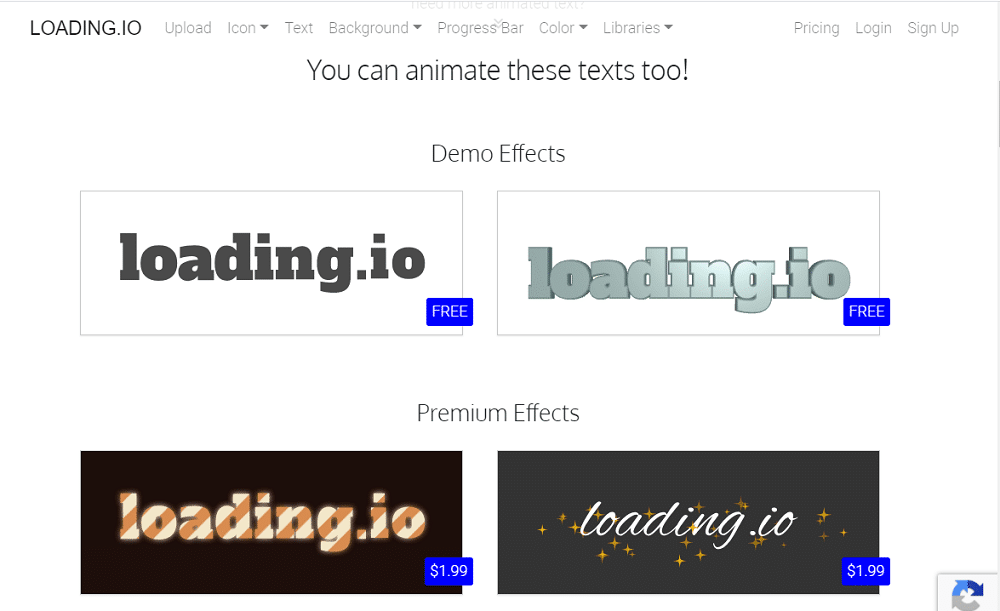 Loading.io creatore di animazioni di parole per creare fantastici video di animazione di testo