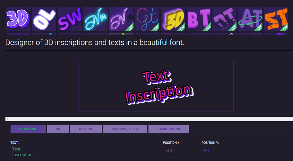 TextDrom 3D teksta Gif ģenerators