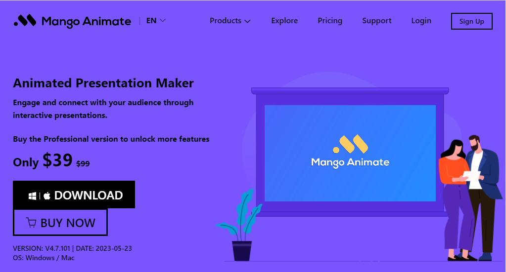 ซอฟต์แวร์การนำเสนอภาพเคลื่อนไหวที่ดีที่สุด Mango Presentation Maker 01