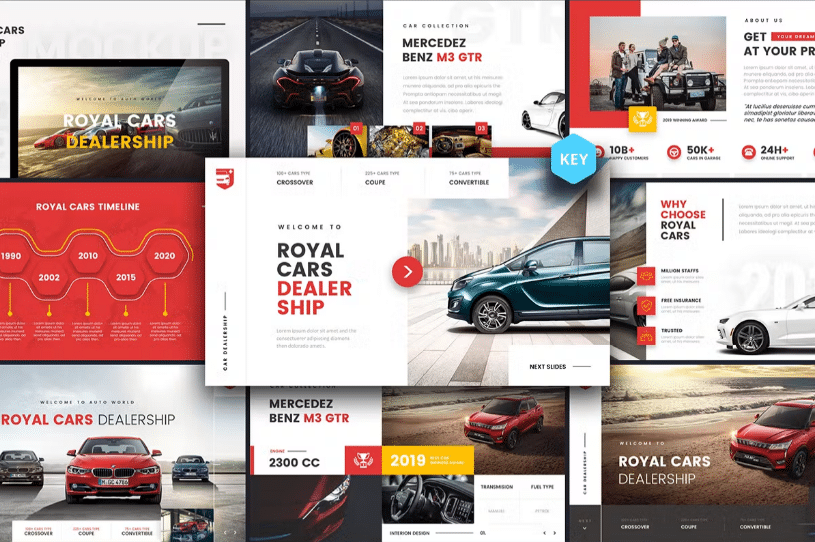 Modelo Royal Cars, um modelo de apresentação interativa para negócios automotivos
