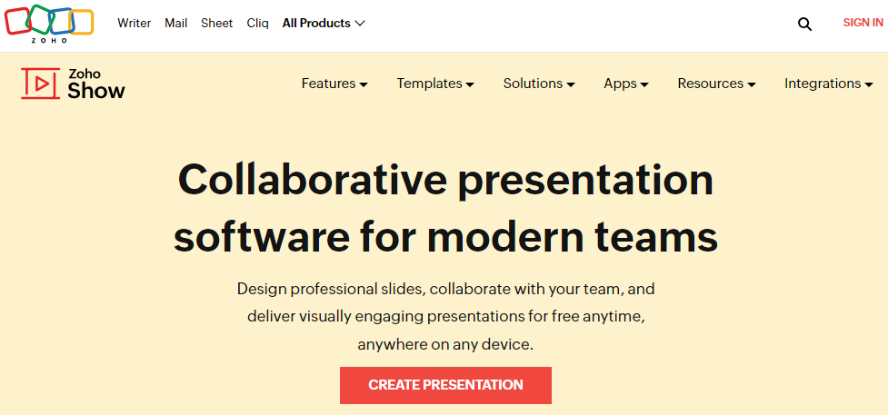 Zoho Show An Interaktív prezentációs szoftver