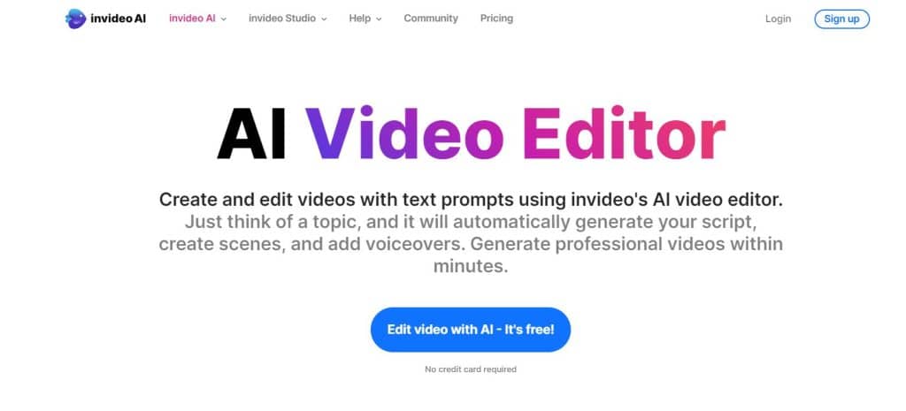 AI video redaktors InvideoAI