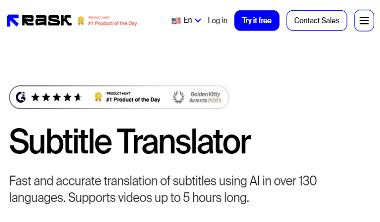 KI-Untertitelübersetzer Rask