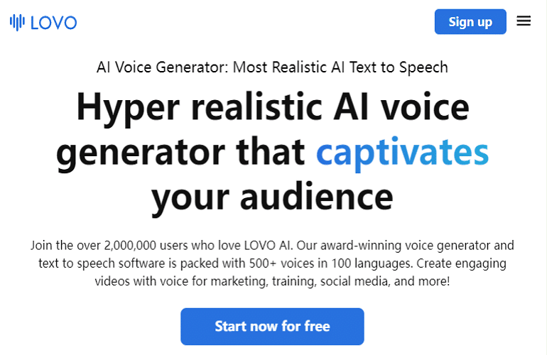 darmowy generator głosu AI Lovo