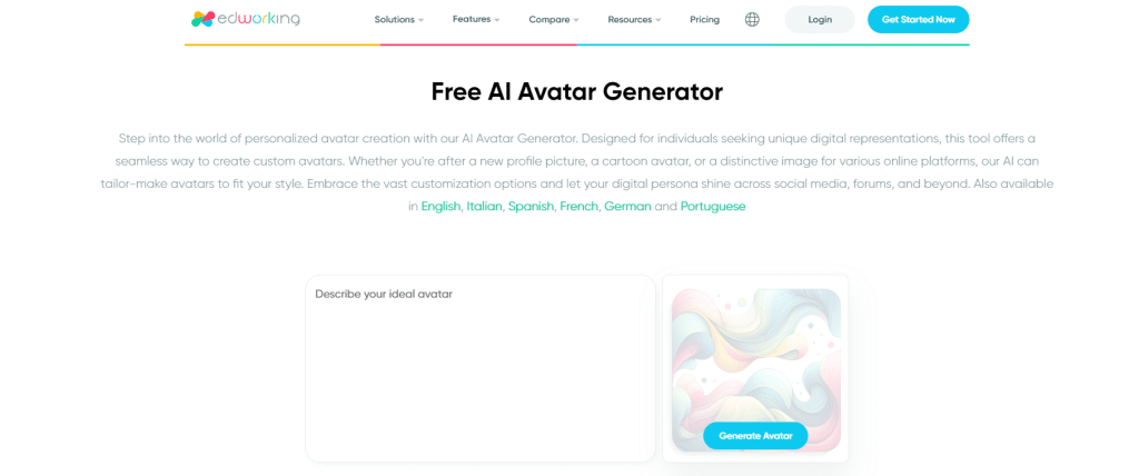 nemokamas AI avatarų generatorius Edworking