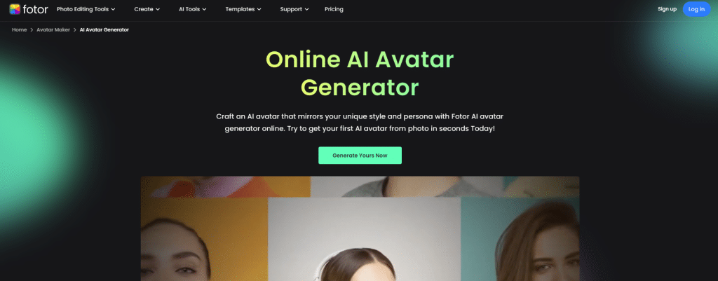 bezplatný generátor AI avatarů Fotor