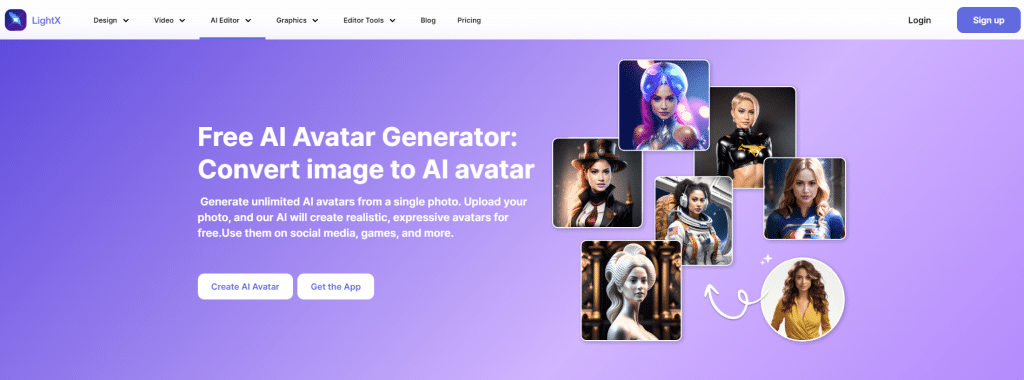 generador de avatar AI gratuito LightX