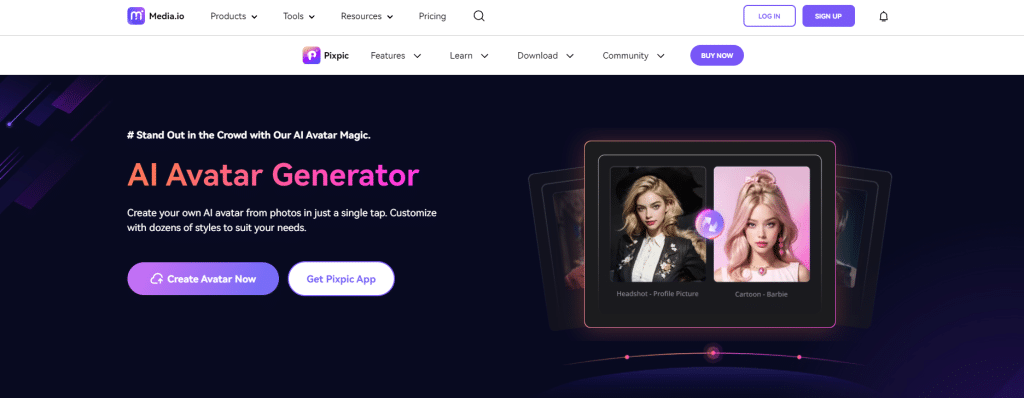 bezplatný generátor avatarů AI Media.io