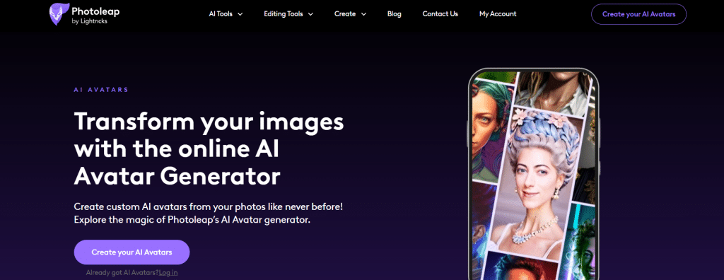 ücretsiz AI avatar oluşturucu Photoleap
