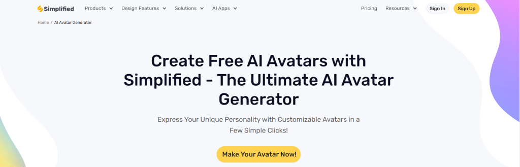 gerador de avatar AI gratuito simplificado
