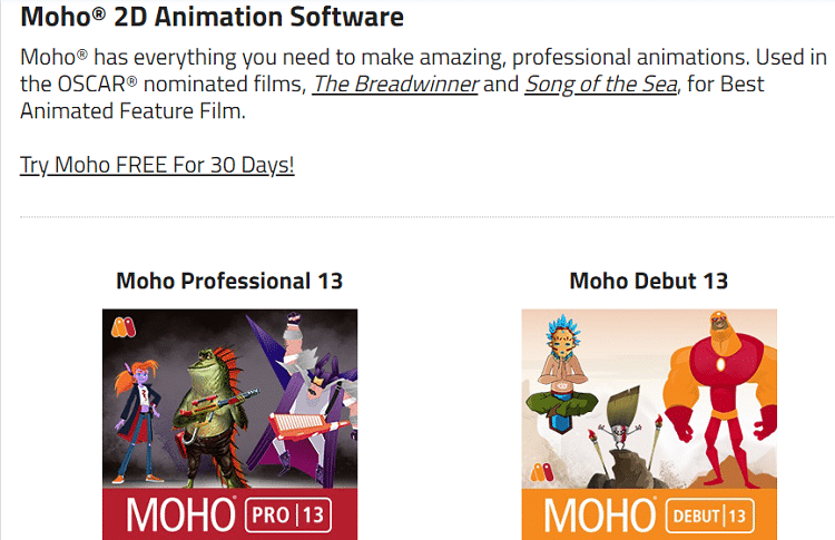 Programska oprema za 2D animacijo: MOHO 