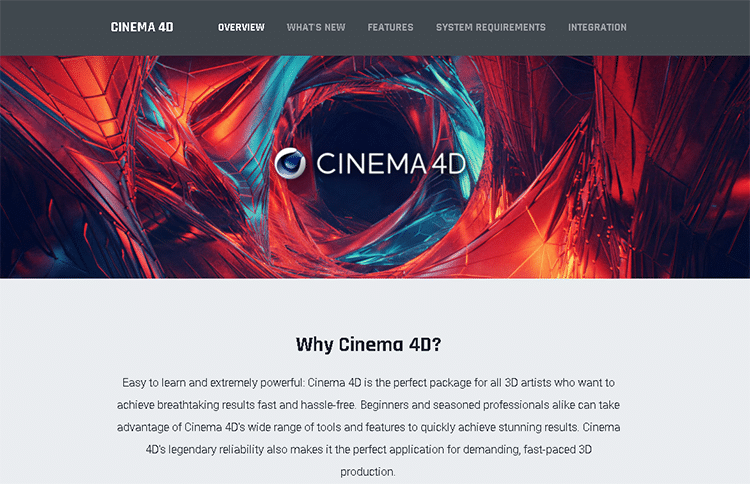 melhor software de animação 3D-cinema 4D