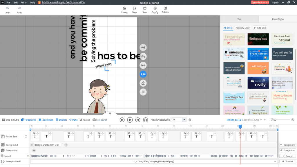 ภาพหน้าจอซอฟต์แวร์ Mango Animate Text Video Maker