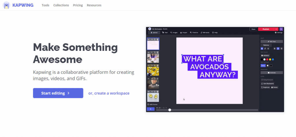 kapwing online text animation maker