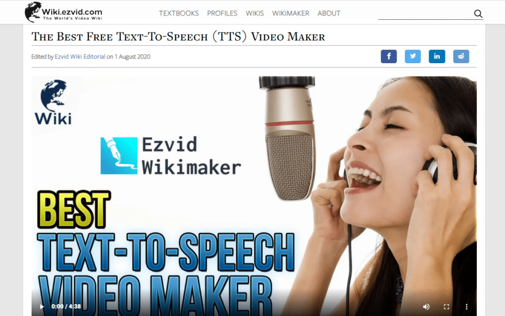 EZVID WIKIMAKER creatore di video di sintesi vocale