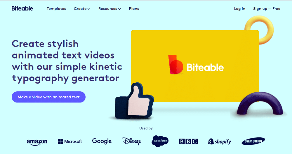 Генератор анимированного текста Biteable онлайн делает потрясающие видеоролики с кинетической типографикой