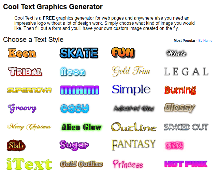 CoolText は、アニメーション テキスト gif の作成用です。