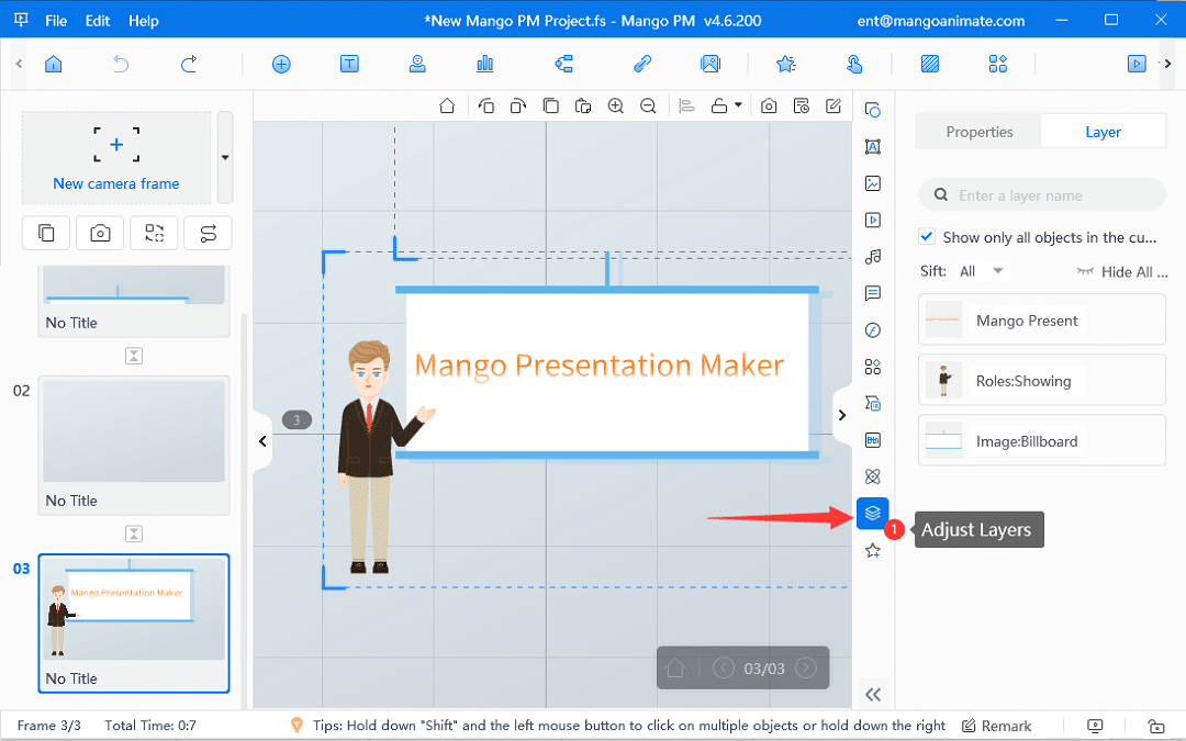 Create Animated Video Presentation Step3 Adjust Layers