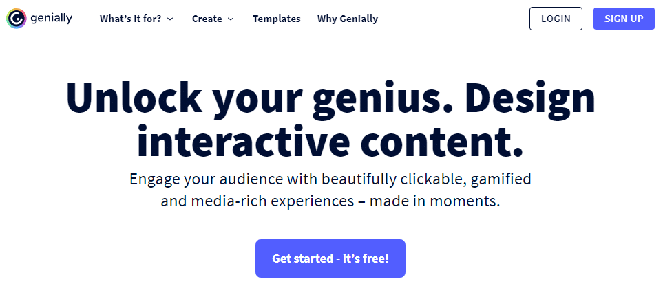 Odaberite Genially među besplatnim alatima za interaktivnu prezentaciju
