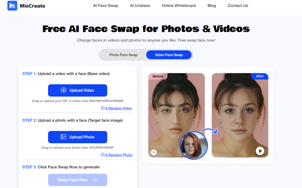 ai video face swap online, AI face swap video