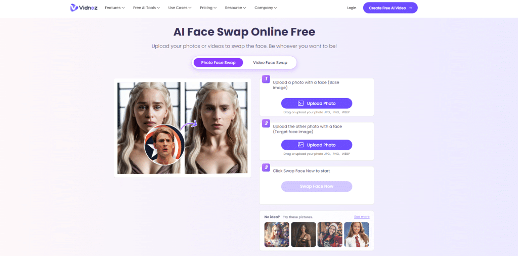 free face swap online Vidnoz
