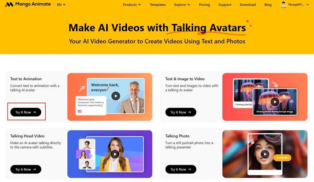 How-to-Create-an-AI-Presenter-Video-with-Mango-AI-Step2-Choose-an-AI-Video-Type