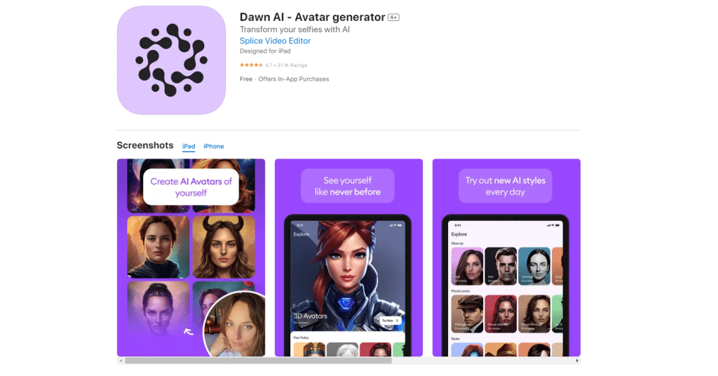 generatore-avatar-AI gratuito-Dawn-AI