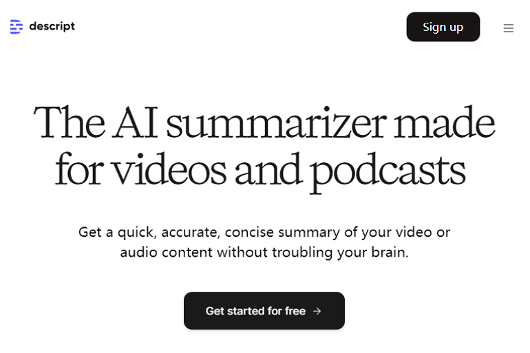 video summarizer ai Descript