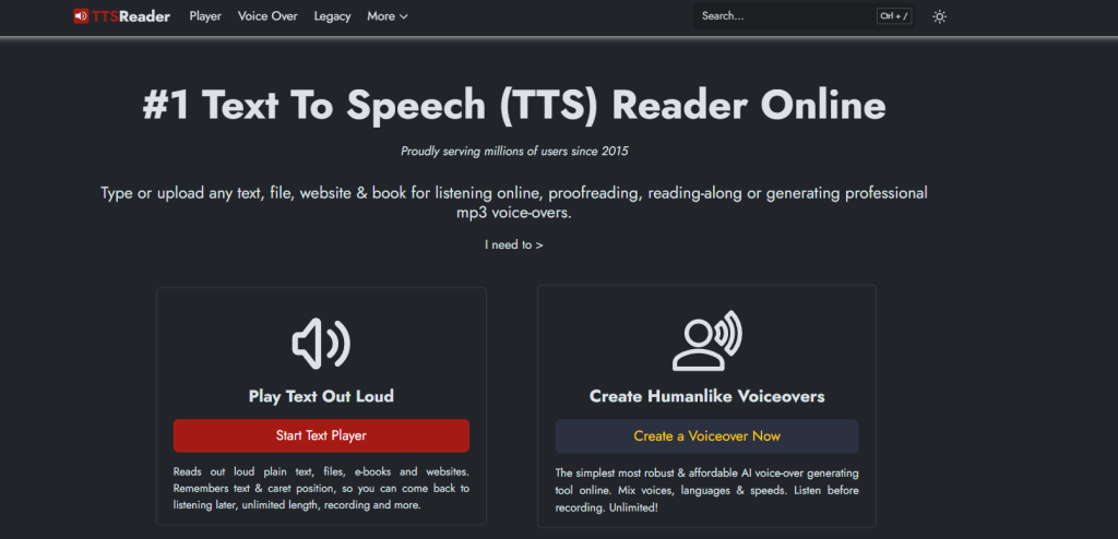 free online text to speech ttsreader