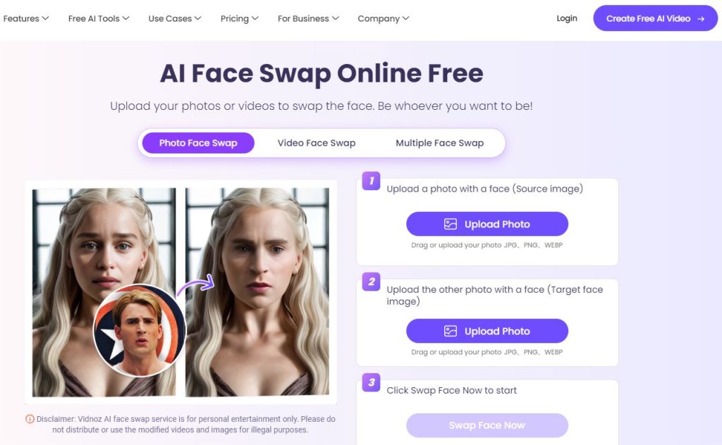 vidéo d'échange de visage en ligne