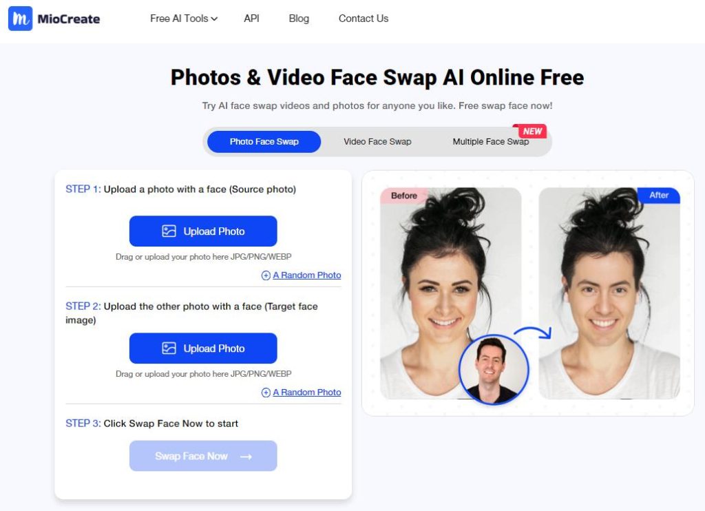 ai face swap video trực tuyến miễn phí