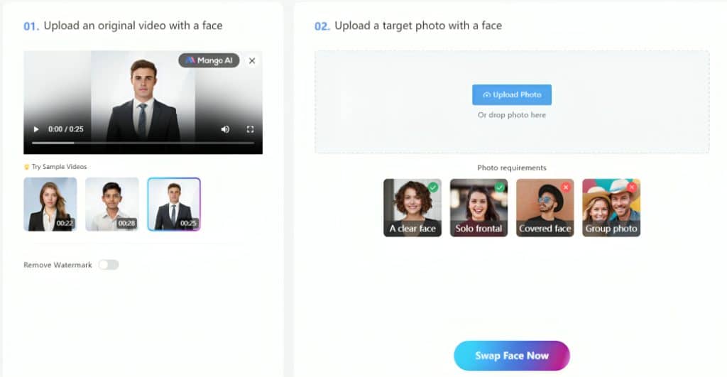 free-unlimited-video-face-swap-Mango AI