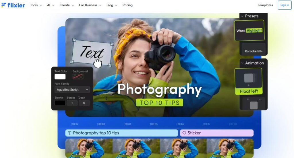 creatore di testo in video-flixier